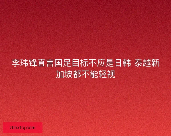 李玮锋直言国足目标不应是日韩 泰越新加坡都不能轻视